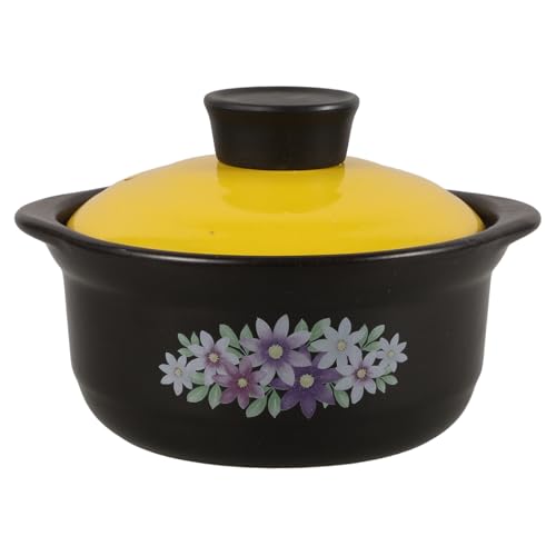 minkissy Cazuela de Barro para Cocina de 1.3l Doble Asa, Olla Multifuncional para Guisar y Preparar Sopas en Restaurantes y Tiendas de Alimentos