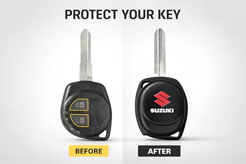Image of TrollGadgets️ Premium Metal Car Key Cover Compatible for Maruti Suzuki Swift | Dzire | Baleno | Ertiga | WagonR | Celerio | Alto | Brezza | Ignis | S-Presso | Fronx (2 Button Remote Key) (Silicon)