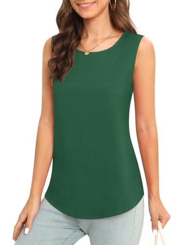 Image of Women's Sleeveless Chiffon Tank Top Business Casual Blouse Tunic Top