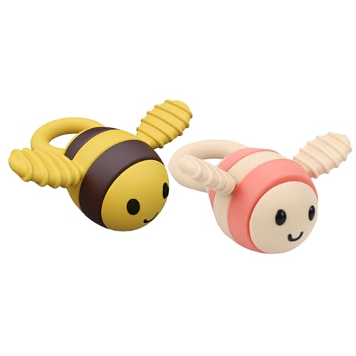 Image of 2 Pack Bee Teethers for Babies 18 Months, BPA-Free Silicone Soothing Baby Chewing Gum Chew Toys, Infant Teething Toys, Baby Essentials, Bee Baby Stuff