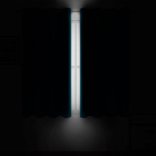 Image of LEMOMO Blackout Curtains 66 x 54 Inch Long Teal Curtains Set of 2 Panels Room Darkening Curtains for Bedroom and Living Room