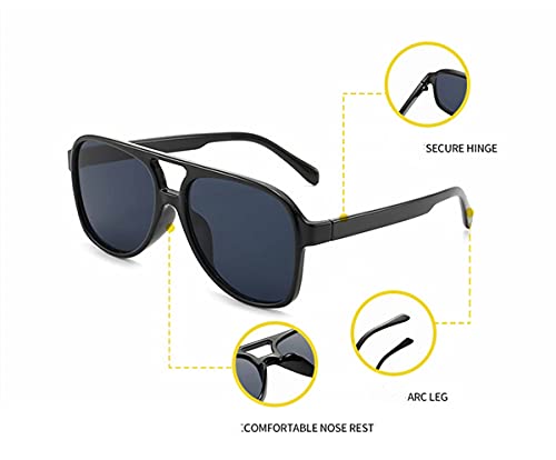 Image of Vintage Aviator Sunglasses for Women Men 70s Glasses Retro Oversized Yellow Lens Shades