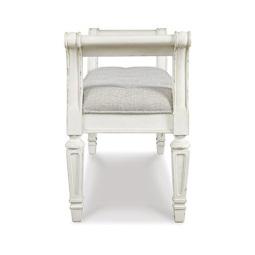 Signature Design by Ashley Realyn French Country Upholstered Tufted Accent Bench, Antique White