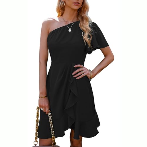 Robe d'été pour femmes avec ourlet à volants trapèze léger