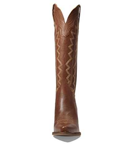 Image of Dingo Womens High Cotton Embroidery Snip Toe Casual Boots Knee High Mid Heel 2-3 inch