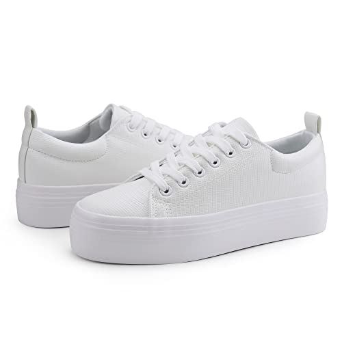 Image of JABASIC Women Lace Up Platform Sneakers Comfortable Casual Fashion Sneaker Walking Shoes