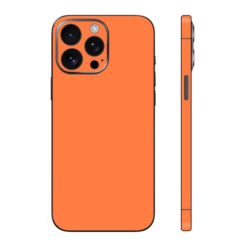 Skin Wrap Compatible with iPhone 15 Pro Max Vinyl Decal Sticker Cover Protective Film for Phone Back Camera Frame (Orange)