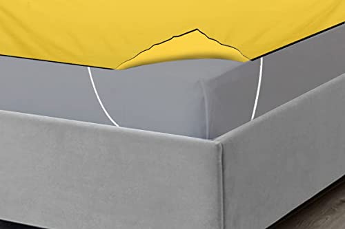 Image of The Furnishing Tree Mattress Protector /Waterproof Bedsheet Size WxL 60x75 Inches Queen Size Polyester Yellow