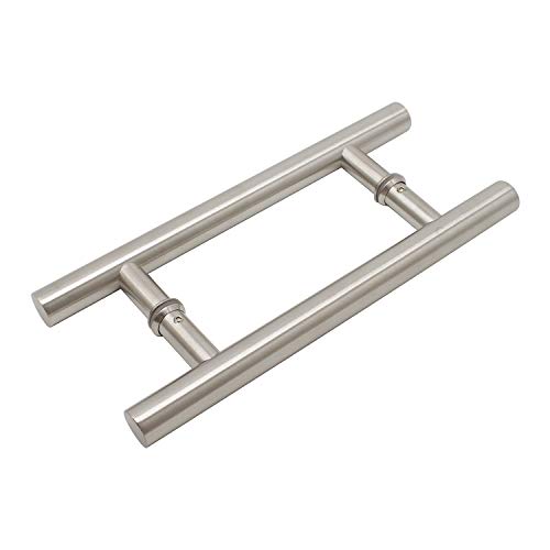 Tirador para puerta de granero de acero inoxidable 304 de doble cara de cristal con asas negras para agujeros grandes de 185 mm (7-3/10 pulgadas) de herrajes adecuados para puertas de madera