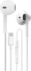 Fones de ouvido USB-C Compatível entrada tipo C, com fio, microfone e controle remoto, com cancelamento de ruído para iPhone 16/15 Pro, iPad Pro, Galaxy S23/S22/S21/Ultra Note 10/20