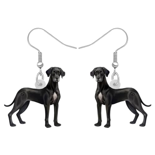 BONSNY Acrylic Dangling Novelty Fun Adorable Cute Great Dane Earrings Dog Breeds Pets Hypoallergenic Designer Jewelry Gifts For Women (Great Dane)