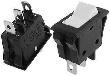 SPDT 3 Pin On Off Rocker Switch 6A 250V 10A 125V AC | SPDT 3-pin rocker switch, 6A/250V AC, 10A/125V AC. Size 3.3x1.6x3.7cm. Black/white. Plastic & metal.