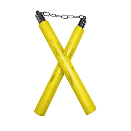 Milaloko Formation à la Mousse Nunchucks Exercices à l'éponge nunchuckus avec chaînes Enfants Adultes débutants et Amateurs de Kung fu, 1 Paire, Jaune Cover