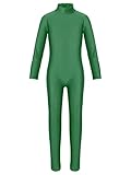 Mufeng Body de Una Pieza con Manga Larga para Niñas Maillot de Danza de Baile con Pantalones Mono de Color Sólido para Yoga Gimnasia Verde A 4-5 años