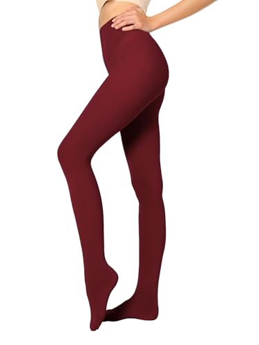Image of Women's 80 Denier Semi Opaque Tights High Waist Soft Solid Color Footed Pantyhose