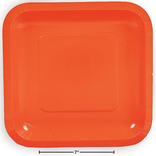 Fun Express Orange Square Paper Dessert Plates - Orange Disposable Dessert Plates - Paper Plates for Birthday Wedding Holiday New Year Events & Baby Showers - Tableware Party Supplies - 24 Pieces image 5
