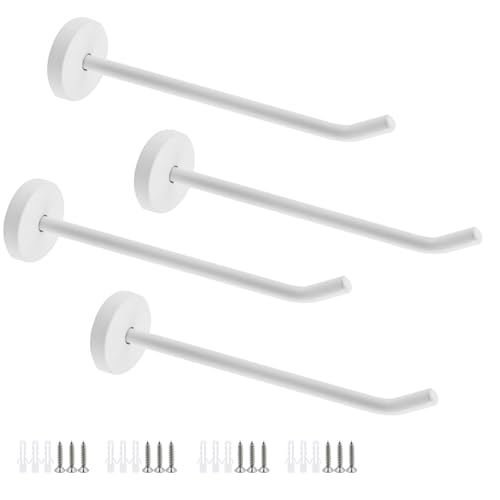 Rannb Perchero de acero inoxidable para colgar ropa, toallero, soporte de pared para dormitorio, cocina, armario, 6 pulgadas de longitud, superficie cepillada blanca, paquete de 4