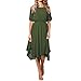 Produktbild iHENGH Damen Frühling Sommer Rock Bequem Lässig Mode Kleider Frauen Röcke Kurzarm o Neck knielangen Dress Abend Party Dress(Grün, M)