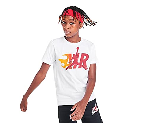 Jordan Air Flame Boys Active Shirts & Tees Size M, Color: Pure Elegant White/Chili Hot Red/White