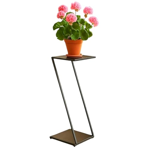 DanDiBo Soporte para flores de metal negro rectangular 80 cm en forma de Z 96641 soporte para plantas, taburete para flores, mesa auxiliar, diseño moderno