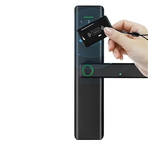 Poignée de porte connectée code et carte NFC serrure électronique marron avec télécommande HUB - 5
