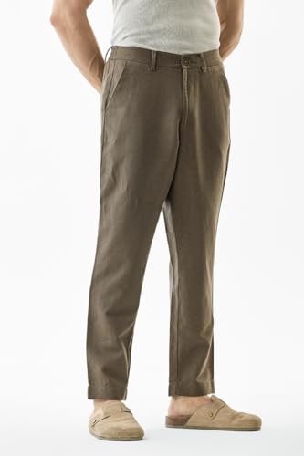 Image of SNITCH Men Trousers | Slim Fit Mid Rise Solid Design | Rayon Blend with Medium Stretch & Smooth Texture | Button & Zip Closure for Casual & Office Wear