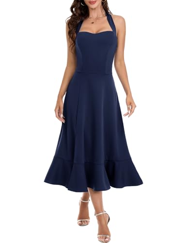 DRESSTELLS Cocktail Dress for Women Halter Wedding Guest 2025 Summer ...