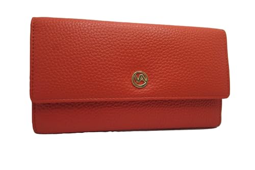 Italian Leather Vera Pelle Women's Wallet, 12 Card Slots, Red Cretta Made in Italy (cretta red)