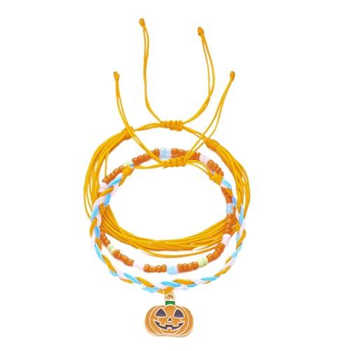 Zkydhbd Hilos de cuentas elásticas multicolor de Halloween con dijes de fantasmas de calabaza, diseño apilable, accesorio unisex para festivales, joyería de Halloween, talla única, como se describe