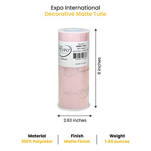 Image of Expo International Decorative Matte Tulle, Lightweight Polyester Tulle Fabric for Tutus, Costumes, and Party Decorations, Washable, Easy-to-Use, 6 Inch x 25 Yards, Light Pink, Pack of 1
