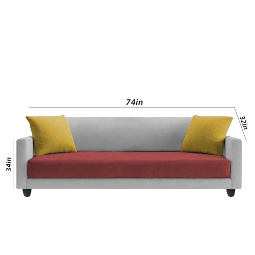 Image of Casaliving Dominic 3 + 2 Seater Sofa Set for Living Room (Maroon Grey) Premium Fabric Sofa