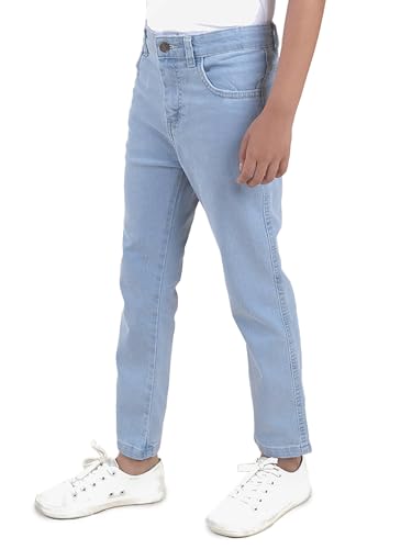 Image of KiddoPanti Boys Full Length Stretchable Straight Fit Washed Denim Jeans