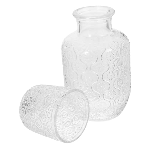 PRETYZOOM Set Vintage Bedside Water Carafe Set with Cup Elegant Embossed Glass Pitcher and Matching Drinking Cup for Bathroom Bedroom Bar Kitchen Stylish Sunflower Design