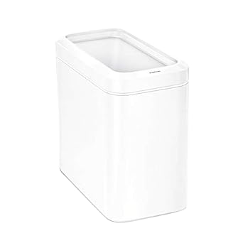simplehuman Slim Open Can, 25L / 6.6 Gallon Commercial Office Trash Can for Conference Rooms, Hotel Rooms, Reception, Heavy Duty Stainless Steel, ADA-Compliant, White Steel