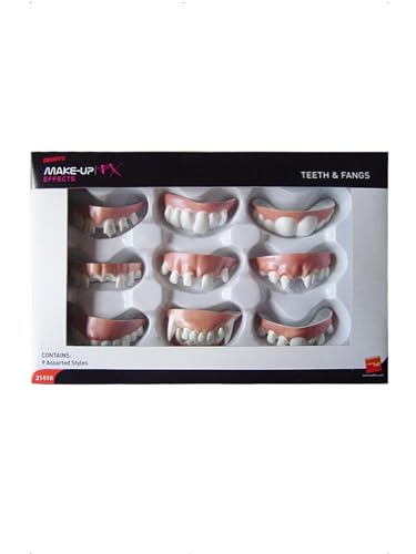 Smiffy's Smiffys Dientes y colmillos, blancos, 9 modelos surtidos Halloween, Carnaval