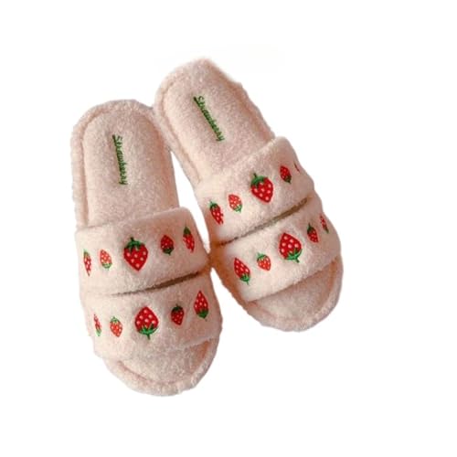 Kawaii Cherry Slippers for Women Men - Trendy Fruits Lightweight Open Toe Slip On Comfort Wear Shoes Breathable Memory Foam Non-Slip Soft Sole Matching Slippers for Couples Mothers Days Gift