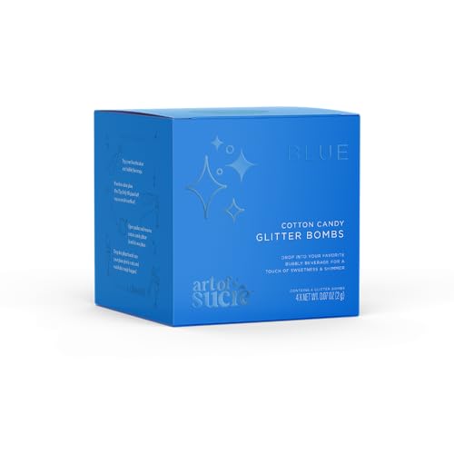 Image of Art of Sucre Blue Cotton Drink Candy Glitter Bombs, Edible Glitter, Drop into Drinks, 4 Pieces