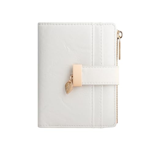 Image of Pomelo Best Wallet Women Bifold Leather Wallets for Women Credit Card Holder with ID Window Zipper Coin Pocket White