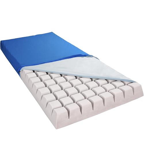 4Sleepy Anti-Dekubitus-Matratze 90x200x10 cm Würfelschnitt Schaumstoff Wasserdichter Bezug Waschbar Druckentlastung Pflegebett Medizinisch Hergestellt in EU