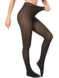 Zibnwek Fleece Lined Tights for Women, Fake Translucent Thermal Leggings High Waisted Warm Pantyhose Sheer Thick Stocking for Winter, Black