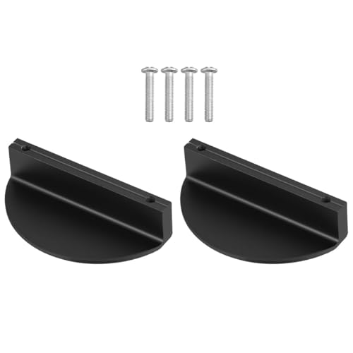 GETAJGHSD Tiradores de Cajón de Media Luna Negros para Armarios y Closets, 2 Piezas de Aluminio Espacial, Diseño Semicircular Elegante y Práctico Color Aleatorio