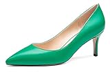  Mettesally Escarpins à Bout Pointu à Talon Chaton Moyen pour Femmes, 65 mm, Escarpins en Daim, Chaussures à Enfiler Confortables Vert Mat EU42