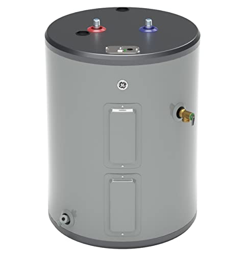 GE Appliances 26 Gallon Versatile, Electric Water Heater with Adjustable Thermostat & Drain Valve, Top Port Lowboy, 240 Volt
