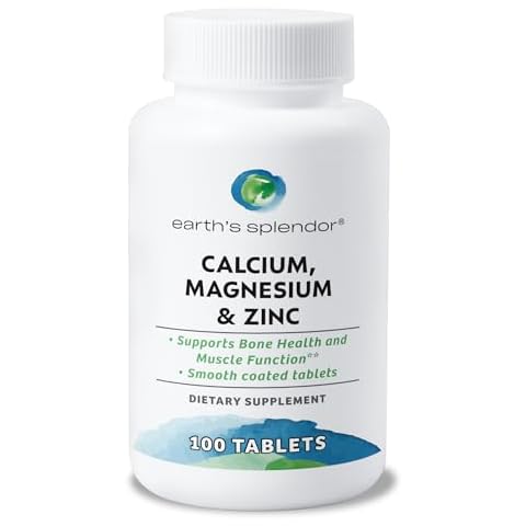 Earth's Splendor 1000 mg Calcium, 400 mg Magnesium, and 15 mg Zinc, 100 Tablets Cover