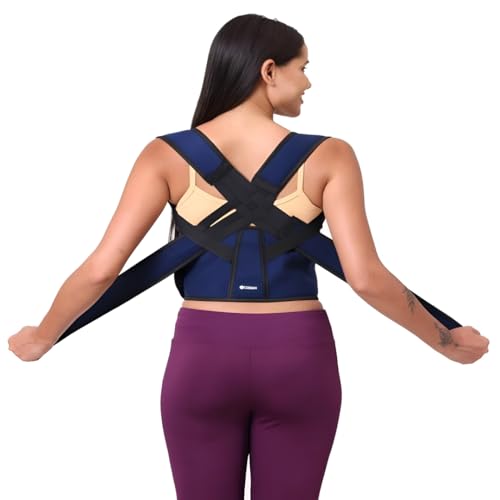Image of ZEDAN Neoprene Posture Corrector Belt For Men & Women | Spine & Body Posture Correction | Helps in Back Pain, Back Straight & Shoulder Support | Upper & Lower Back Pain Relief | Universal Size - Blue