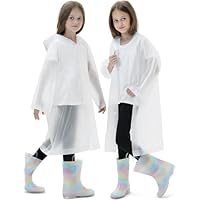 HOOMBOOM 2 Pack Waterproof Raincoats for Kids Reusable,EVA Rain Ponchos Emergency Rain Jacket for Children, Boys and Girls
