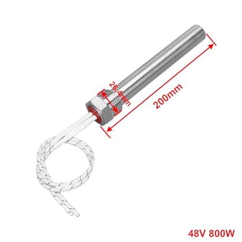 AIICIOO Heizpatrone Heizelement DC 48V 800W Edelstahl widerstandsfähiges Heizelement Eintauchheizkörper 3/4 Zoll DN20 26mm Flansch