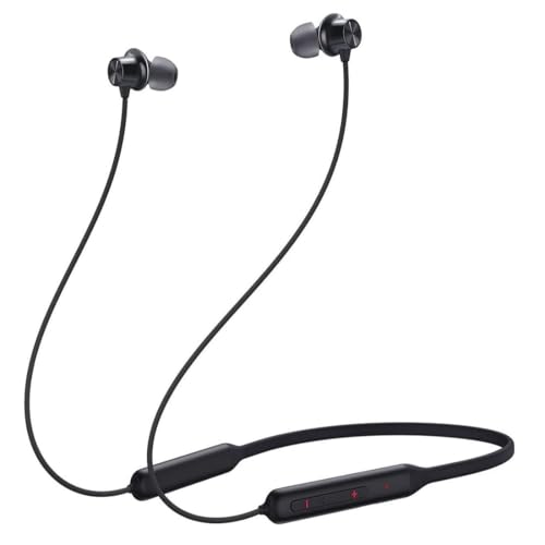 Bouncefit Bluetooth Wireless Mangentic On/Off Neckband, 40 Hours Continuous Playback Battery, Fast Charge, IPX7, Low Latency, Active Noise Cancellation, Earbuds with Mic Earphones (Black)