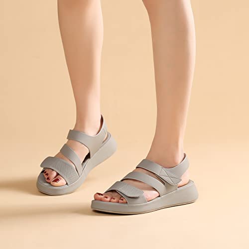 Bernal Comfortable Sandals For Women,Lightweight Athletic Walking Sandals With Adjustable Straps Outdoor Waterproof(Grey 9) #TOP4