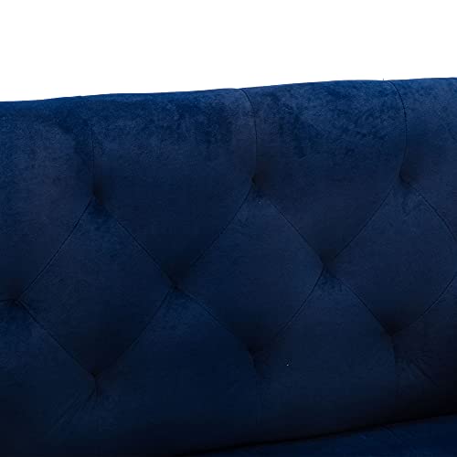 Joybase Velvet Accent Chair, Velvet Armchair, Mid Century Modern Chair With Metal Legs, Tufted Accent Chair, Comfy Reading Chair, Arm Chair For Living Room, Bedroom (Navy Blue) #TOP7